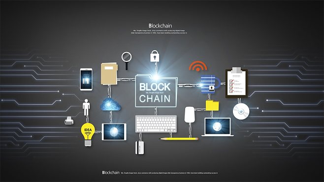 區塊鏈 科技產品 芯片計算高端PSD海報.